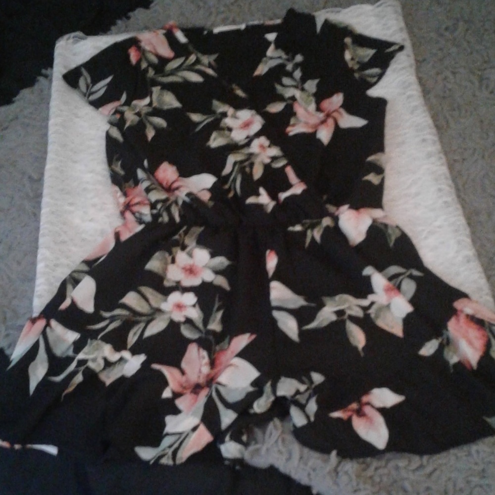 Emetla Black Floral Romper (boutique)